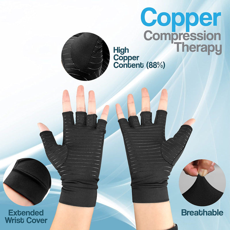 HOTCAKES Copper Compression Gloves Therapy - Copper Infused Arthritis Gloves For Women And Men Offers Hand Support For Carpal Tunnel, Raynauds and Provide Arthritis Pain Relief For Hand[1 Pair ] M Fingerless - NewNest Australia