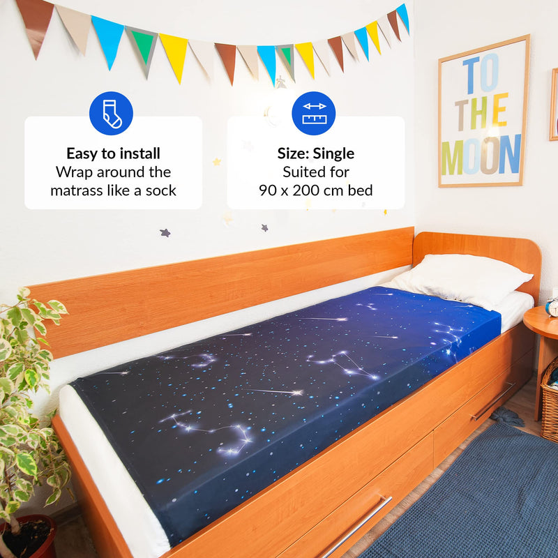 Sensory Compression Blanket | Lycra Bed Sheet for Kids & Adults | Star Theme | Deep Relaxing Feeling, Releases Oxytocin | Helps with SPD, Anxiety, ADHD, Autism and More | Cool & Stretchable | Single - NewNest Australia