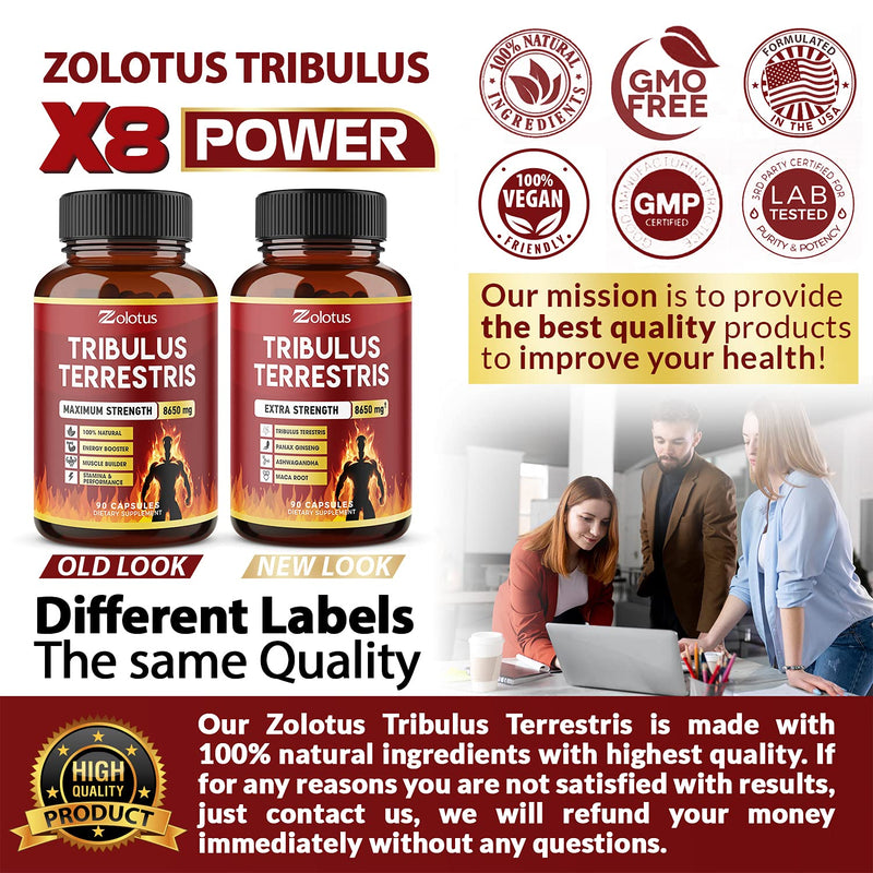 Tribulus Terrestris, 8650mg Per Capsule, Highest Potency with Ashwagndha, Panax Ginseng, Saw Palmetto, Maca, Shilajit. Boost Energy, Mood, Stamina & Performance, for Men & Women, 3 Months Supply. - NewNest Australia
