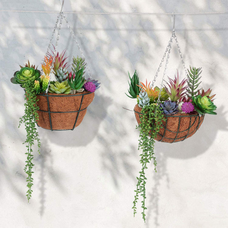 NewNest Australia - Meneco Artificial Hanging Succulent Plants – 2 Pack String of Pearls Plant Artificial Hanging Plants Unpotted Fake Plants Decor (Small) 18 inch Small 