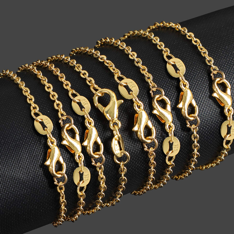 SANNIX 50 Pack Gold Plated Necklace Chains Cable Chain Necklace Bulk for Jewelry Making Supplies, 18 Inches 18 Inch - NewNest Australia