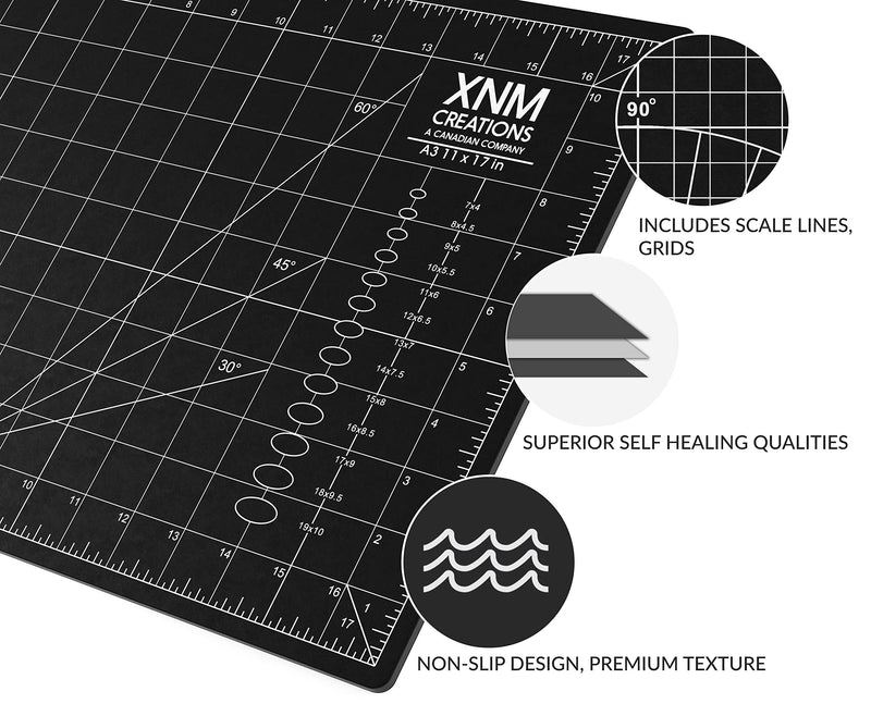 XNM Creations Premium Self Healing Cutting Mat - 12 Inches by 18 inches - A3 , 3 Layer Quality PVC Construction - Dual Sided, Imperial and Metric Grid Lines - Perfect for Cutting, Sewing, and Crafts 12 x 18 - NewNest Australia