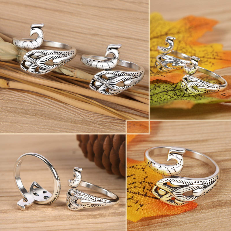 MIKIMIQI 2 Pack Adjustable Knitting Loop Crochet Loop Yarn Guide Finger Holder Ring Knitting Accessories Peacock Open Finger Ring Adjustable Braided Ring for Faster Knitting, 2 Styles - NewNest Australia