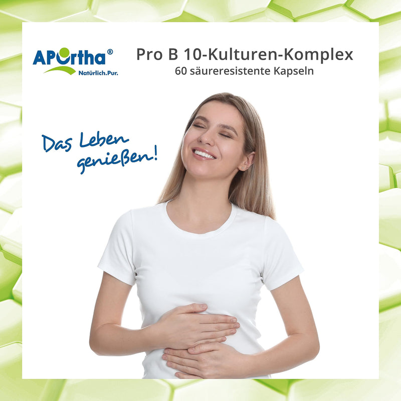 Aportha Pro B 10 Cultures - 60 Gastric Juice-Stable Capsules, 3 Billion Cfu Cultures Per Daily Dose, Allergen-Free, Gluten-Free, Lactose-Free, Vegetarian Without Additives - NewNest Australia