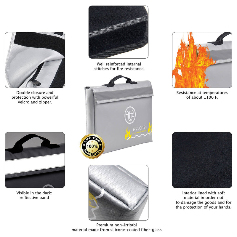 Fireproof and Waterproof Money and Important Documents Bag - Fire Resistant Storage Holder for Valuables, Passports, Laptop - Large Size with Double Closure, Reflective Band - NewNest Australia