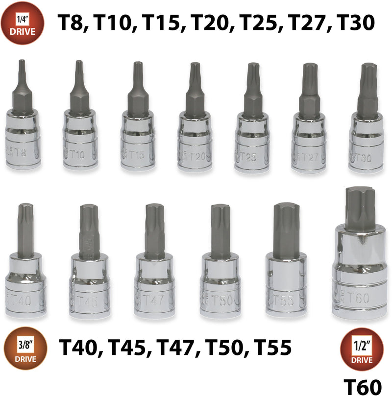 13 Pieces - EPAuto Torx Bit Socket Set, T8-T60, Cr-V - NewNest Australia