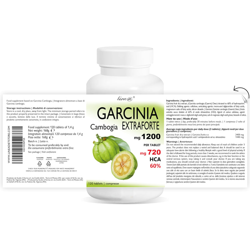 GARCINIA CAMBOGIA EXTRAFORTE 1200mg per tablet - 120 tablets - 100% PURE (720mg HCA per tablet) 100% NATURAL - ITALIAN PRODUCT - NewNest Australia