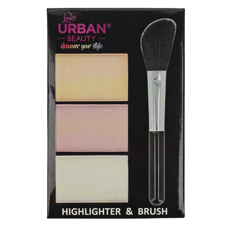 Love Urban Beauty Cheeky Looks Highlighter – 3 Colour Highlighter Palette for Women – Make Up Bronzer Powder Palette with Brush – No Parabens, Not Animal Tested – Ideal for Contouring and Highlighting - NewNest Australia