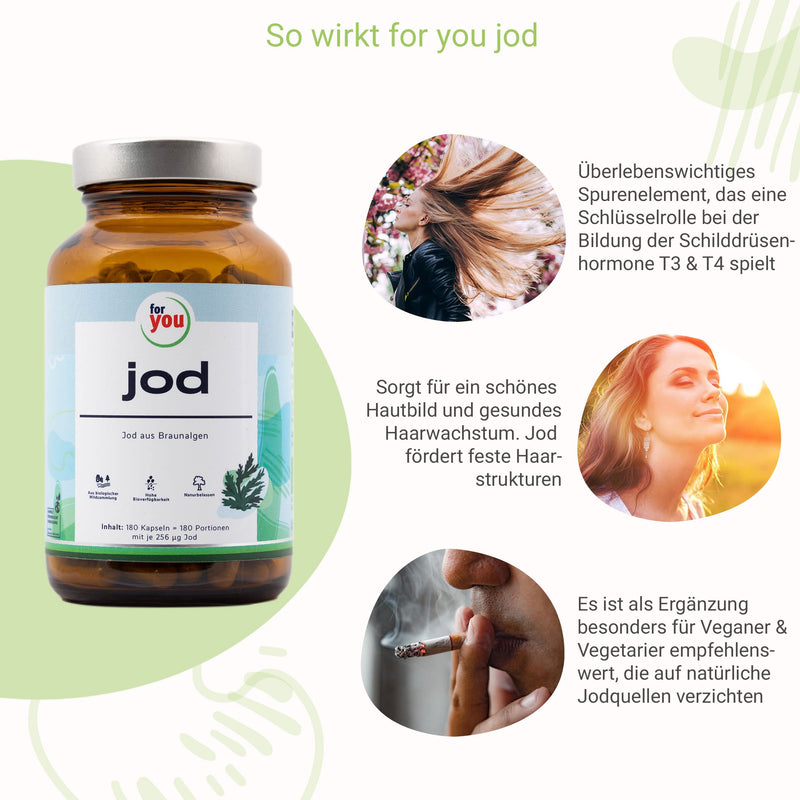 iodine organic | Highly dosed iodine from organic brown algae from Seagreens® I from organic wild collection, sustainably harvested and gently dried (79.2g = 180 portions) | vegan capsules with 256µg iodine each - NewNest Australia