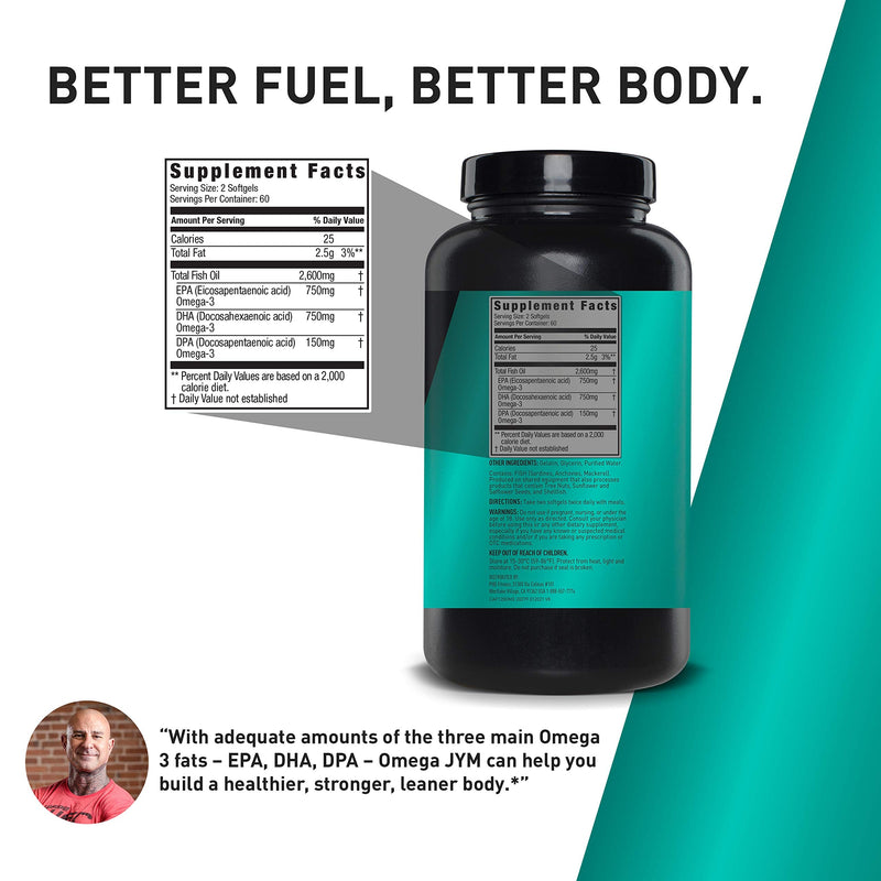 Omega JYM Fish Oil 2800mg, High Potency Omega 3, EPA, DHA, DPA for Brain, Heart, & Joint Support | JYM Supplement Science | 120 Soft Gels - NewNest Australia