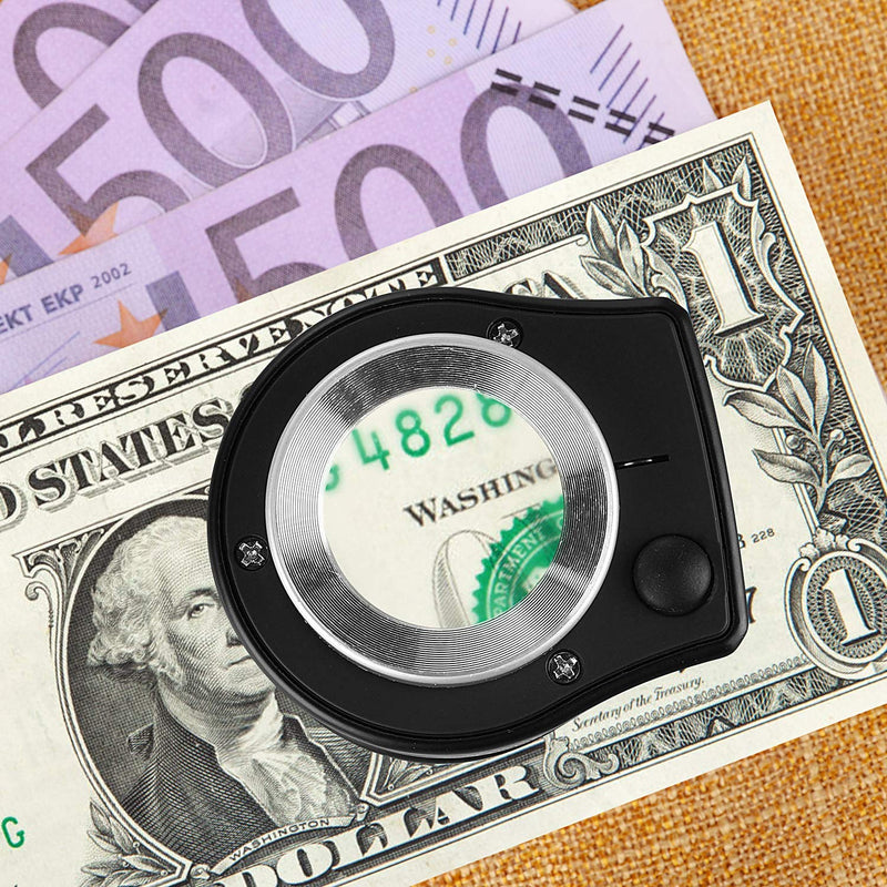 30X Loupe Magnifier with 6 Light,Desktop Portable Metal Magnifier Folding Scale Sewing Magnifing Glass for Textile Optical Jewelry Tool Coins Currency (Black) Black - NewNest Australia