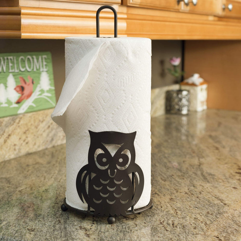 NewNest Australia - Home Basics Stylish Steel Owl Paper Towel Holder Organizer Dispenser Stand, Circular Base, Bronze (1) 1 