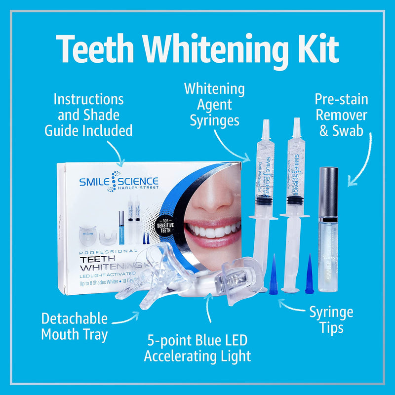 Smile Science Harley Street - Professional Teeth Whitening Kit - Includes Two-Part Intensive Stain Removal - Upto 8 Shades Whiter - for Sensitive Teeth - Rapid Results - 100% Enamel Safe - Vegan - NewNest Australia