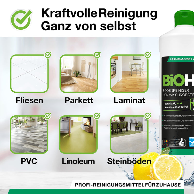 Biohy Floor Cleaner For Mopping Robots (1L Bottle) + Dispenser | Cleaning Agent Concentrate For All Mopping And Vacuum Robots With Wet Function Streak-Free And Low-Foam | Sustainable & Ecological 1 L (Pack Of 1) - NewNest Australia