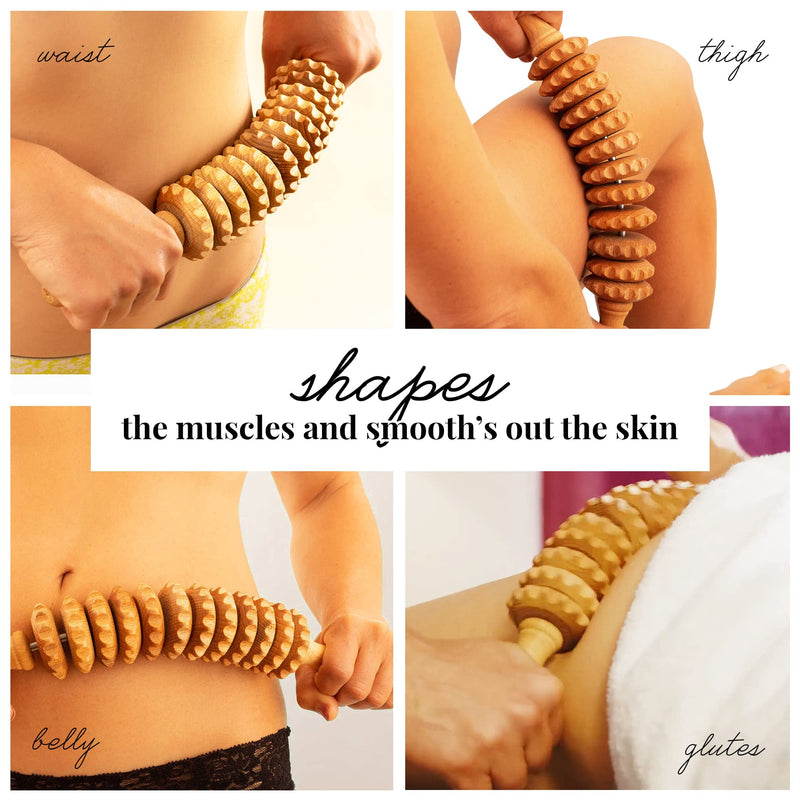 Tuuli Accessories - Curved Wooden Massage Roller for Waist and Thigh, Multi-Functional Body Roller for Cellulite Reduction and Muscle Tension, Natural Massager for Women and Men - NewNest Australia