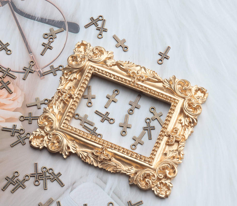 Ruwado 50 Pcs Mini Cross Charm Metal Mini Pendant Beads for Jewelry Making Finding Necklace Bracelet Earring Keychain DIY Gift Idea Handmade Craft Accessories Bronze - NewNest Australia