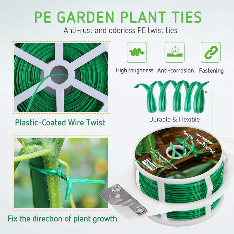 VIVOSUN 164 Feet Twist Tie Roll Spool Dispenser w/Cutter Secure Garden Plant Multi-Function Cable Snack Tie - NewNest Australia