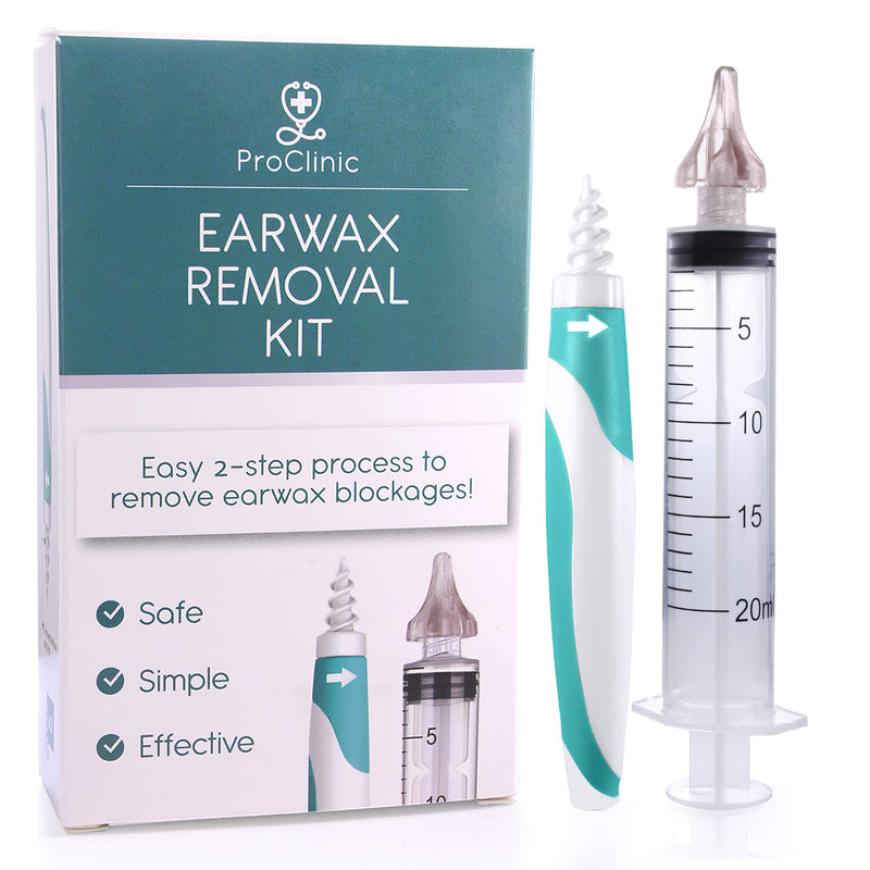 Ear Wax Remover Kit with Syringe and Spiral Tool by ProClinic | 3 x Soft Silicone Tips | Reusable and Washable Ear Cleaner for Safe Home Use | Includes Storage Case - NewNest Australia