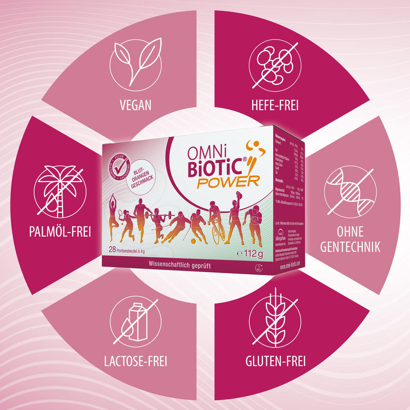 OMNi BiOTiC Power | 28 servings (112g) | 6 bacterial strains | 10 billion germs per daily dose | powder | Vegan | For daily use | With bacteria for the intestinal flora | Blood orange flavor - NewNest Australia
