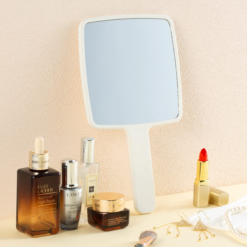 Jasefa Hand Mirror, Handheld Mirror with Handle for Makeup, Portable Cute Hand held Mirror for Shaving, Travel Men & Women(White) Milk White - NewNest Australia