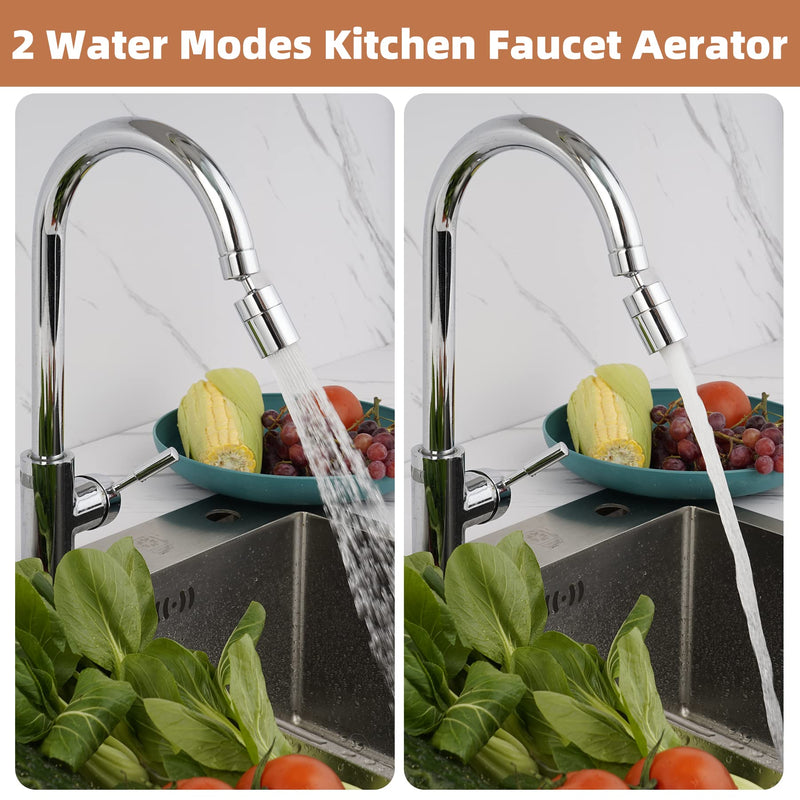Waternymph Kitchen Sink Faucet Aerator Solid Brass - Big Angle Swivel Faucet Aerator Dual-function 2 Sprayer kitchen faucet attachment swivel sprayer- 360-Degree Swivel - Polished Chrome/ 1.8GPM - NewNest Australia