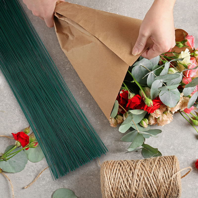 200 Pcs Floral Flower Stem Wire,16 Inch 22 Gauge Flower Paper Wrapped Wire,Green Crafting Floral Stem for Flower Arrangements DIY,Bouquent Stem Wrapping and Crafts - NewNest Australia