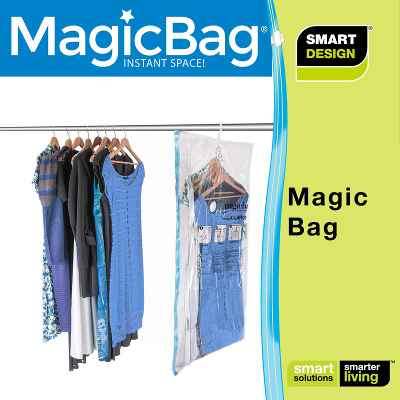 NewNest Australia - Smart Design MagicBag Instant Space Saver Storage - Hanging Extra Large Dress - Airtight Double Zipper - Vacuum Seal - Clothing, Pillows - Home Organization - (2 Bags) XL Hanging (2 Total) 