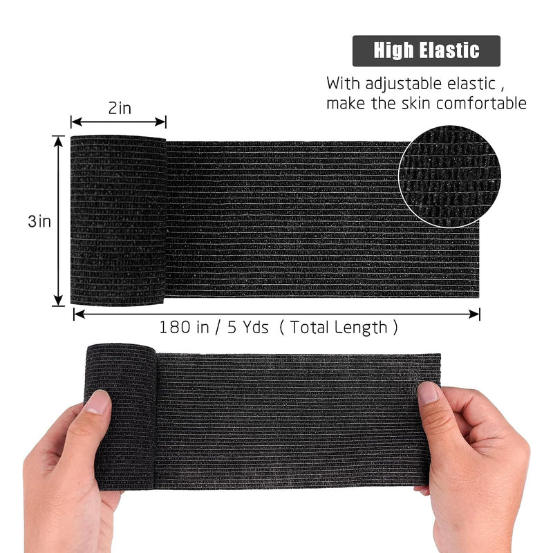 ADMITRY Self-Adhesive Bandage, 8 Rolls x 7.5 cm x 4.5 m Plaster Roll Bandage Material Elastic Bandage Fixing Bandage Adhesive Bandage Self-Adhesive (Black) - NewNest Australia
