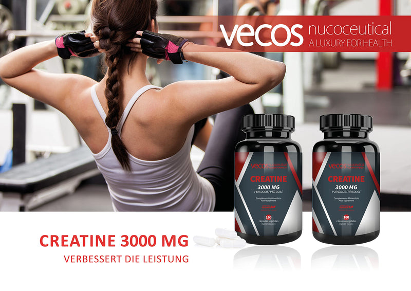 Pure Creatine Monohydrate, 3,000 Mg Per Dose For More Performance, Strength And Muscle Mass, Sports Supplement For More Power And Muscle Strength, 160 Vegetable Capsules - NewNest Australia