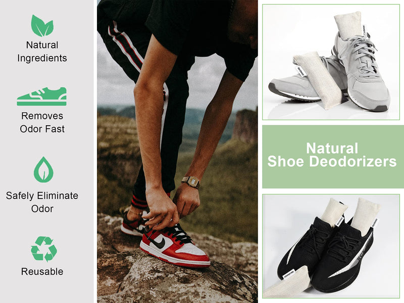 6 Pack Charcoal Shoe Deodorizer Bags, Shoe Odor Eliminator ,Bamboo Charcoal Air Purifying Bags, Activated Charcoal Odor Absorber for Gym Bag, Car, Pet, Closet Beige - NewNest Australia