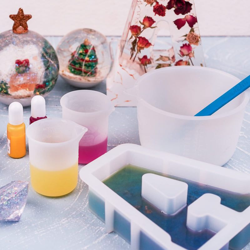 LET'S RESIN Large Silicone Measuring Cups, 600ml/20oz Resin Mixing Cups, 2Pcs 100ml Measuring Cups, Silicone Stir Sticks, Resin Mixing Kit for Epoxy Resin Mixing, Silicone Rubber, Jewelry Making - NewNest Australia