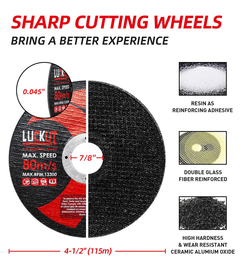 LUCKUT Cut-Off Wheels Cutting Wheel Disc 4-1/2"x3/64''x7/8'' Thin Metal Stainless Steel Cutting Cut Off Disc Blades Grinding Wheel for Angle Grinders 10-Pack - NewNest Australia