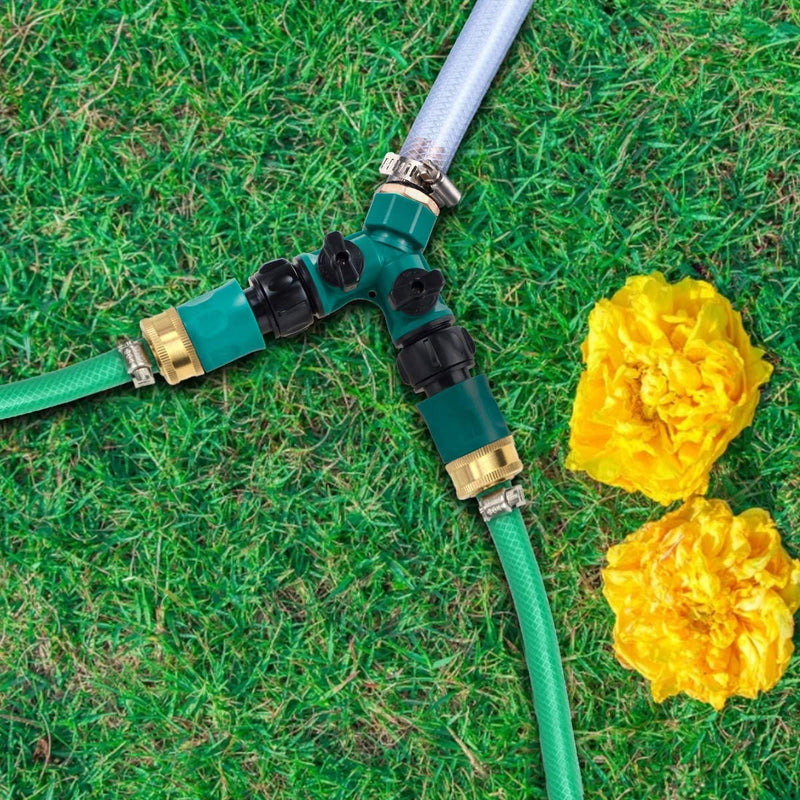 ECOESPTI Garden Hose Splitter, 3/4" 2 Way Plastic Water Hose Splitter, Garden Hose Connector with Faucet Watering Shut Off for Landscaping, Gardening, Flower Planting, Irrigation - NewNest Australia