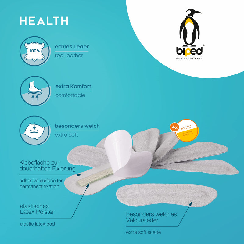 Biped Health 4 Pairs Of Anti-Slip Heel Holders - Quick Help For Shoes That Are Too Big And Hard Heel Caps - Self-Adhesive Heel Pad Made Of Soft Velor Leather Z2392 - NewNest Australia