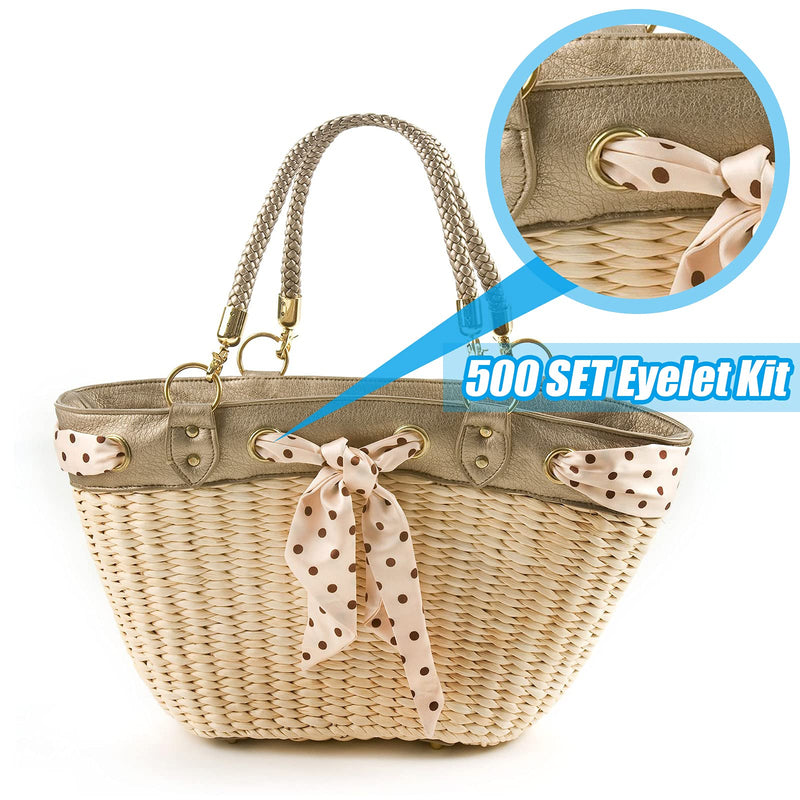500 Pieces Grommet and 500 Pieces Washer Grommet Kit Finish Grommet Eyelet for Clothes Fabric Leather Tag Bag (Gold, 1/2 Inch) Gold - NewNest Australia