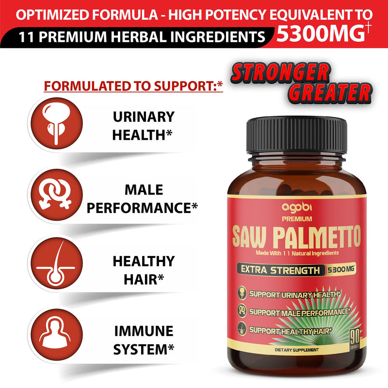 Premium Saw Palmetto Capsules - Equivalent To 5300mg Combined With Ashwagandha, Turmeric, Tribulus, Maca, Green Tea, Ginger, Holy Basil & More - Natural Prostate Support - 90 Caps 3-Month Supply - NewNest Australia