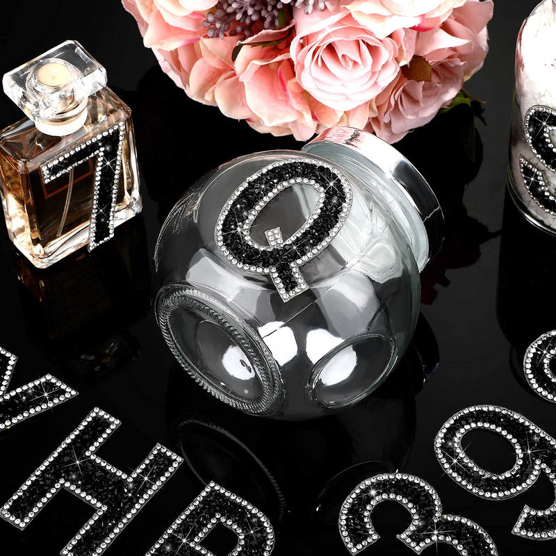 37 Pieces Bling Rhinestone Letter Stickers Alphabet Number Symbol Crystal Self-Adhesive Stickers Rhinestone Letter Stickers for Art Crafts Clothing DIY Decors (Black, White) Black, White - NewNest Australia