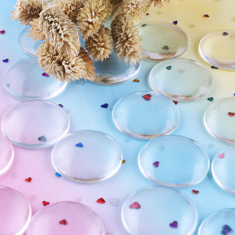 HAUTOCO 27pcs 35mm Clear Glass Cabochons 1 3/8" Inch Glass Dome Cabochon Tiles, Non-calibrated Round for DIY Cameo Photo Jewelry Making 1 3/8 Inch/35mm-27pcs - NewNest Australia