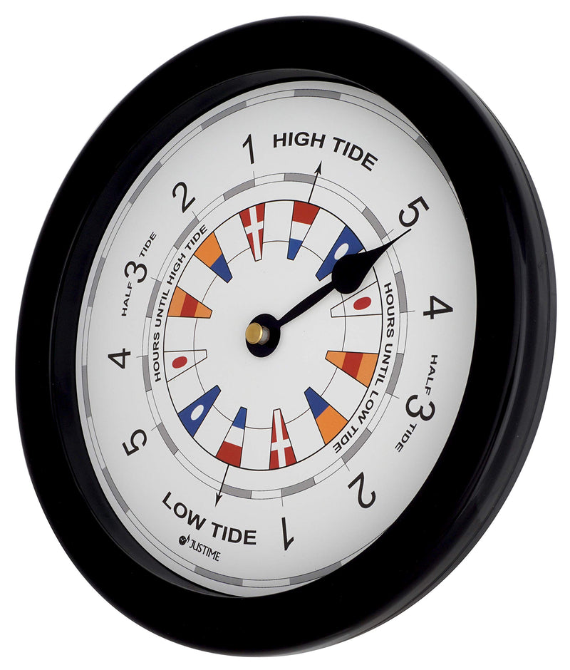NewNest Australia - JUSTIME 8.5 Inch Tide Clock Colorful Digital Graphics Designed, Quality Plastic Water Resistant Case, Home Wall Décor (TT020-Flag Black) Tt020-flag Black 