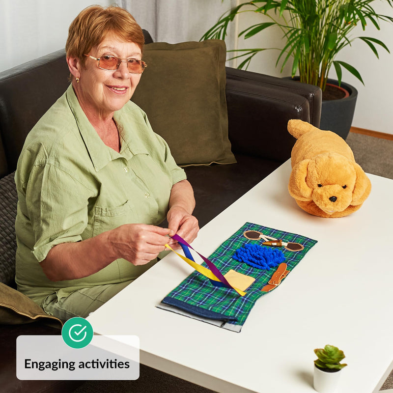 Fidget muff and haptidement blanket for adults and seniors with Alzheimer's | Twiddle Muff Toy and Blanket for Patients with Dementia | Nestel pillow and nestel blanket as an activity for people with dementia - NewNest Australia
