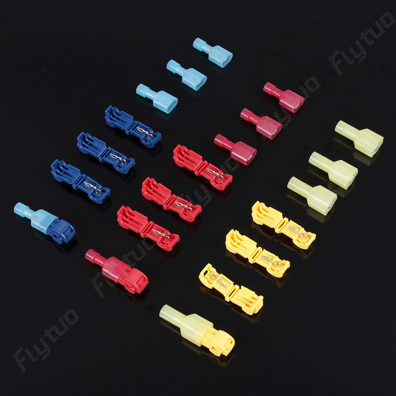 Flytuo 240PCS T-Tap Wire Connectors, Self-Stripping Quick Splice Electrical Wire Terminals, Insulated Male Quick Disconnect Spade Terminals Assortment Kit - NewNest Australia