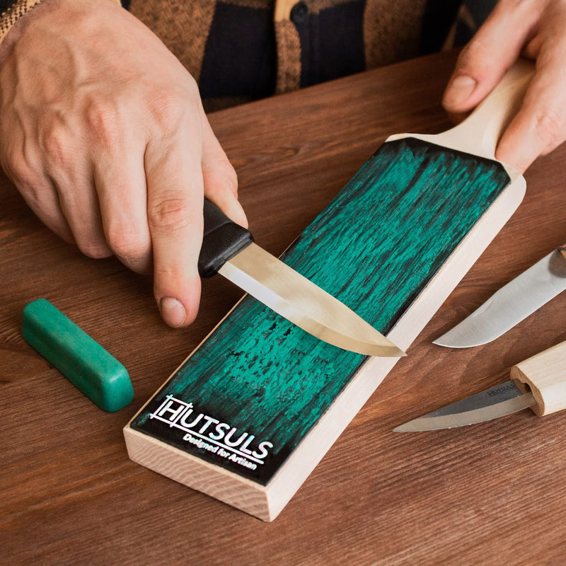 Hutsuls Leather Strop for Knife Sharpening - Get Razor-Sharp Edges with 3" x 9" Double Sided Paddle Strop Block, Easy to Use Knife Strop with Ergonomic Handle & Stropping Leather Knife Sharpener Guide - NewNest Australia