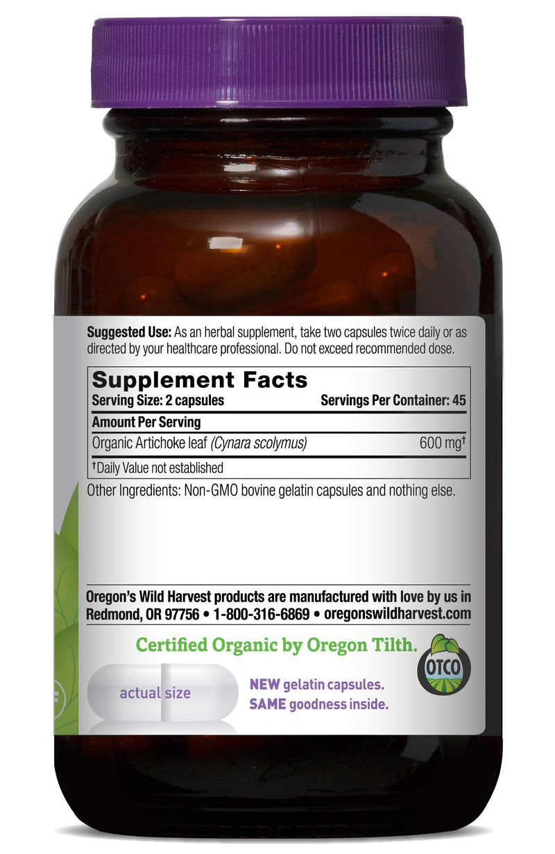 Oregon's Wild Harvest Artichoke Organic Herbal Supplement, 90 Count - NewNest Australia
