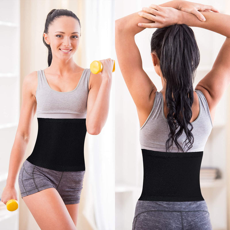 2 Pieces Waist Trimmer for Women Sweat Wrap Sweat Waist Trainer Sweat Tummy Workout Belt Stomach Wraps for Bodybuilding Blue Inner Medium - NewNest Australia