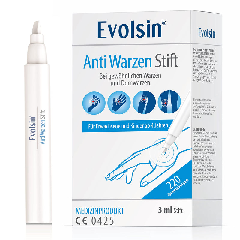 Evolsin - anti wart pen against plantar warts & common warts on feet, hands, body, arms & legs - wart pen precise, hygienic & safe - clinically proven (3 ml wart remedy) - NewNest Australia