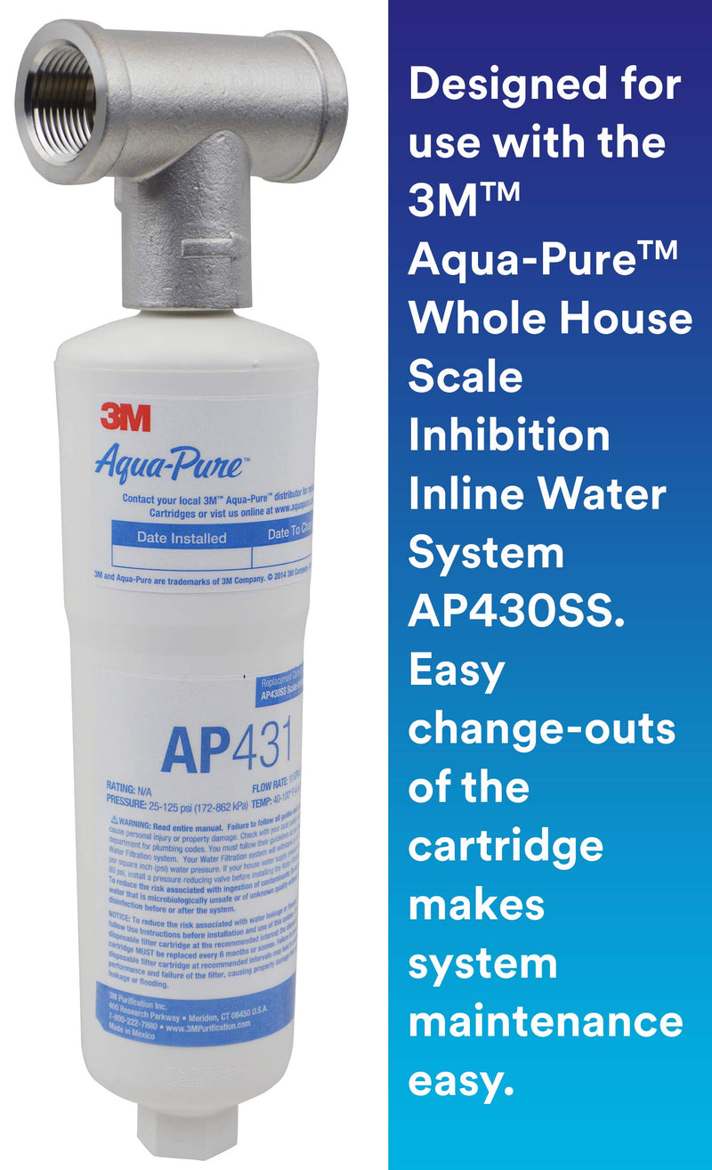 3M Aqua-Pure Whole House Scale Inhibition Inline Replacement Water Cartridge AP431, For Aqua-Pure System AP430SS, Helps Prevent Scale Buildup On Hot Water Heaters, Boilers, Plumbing Pipes and Fixtures Replacement Cartridge - NewNest Australia