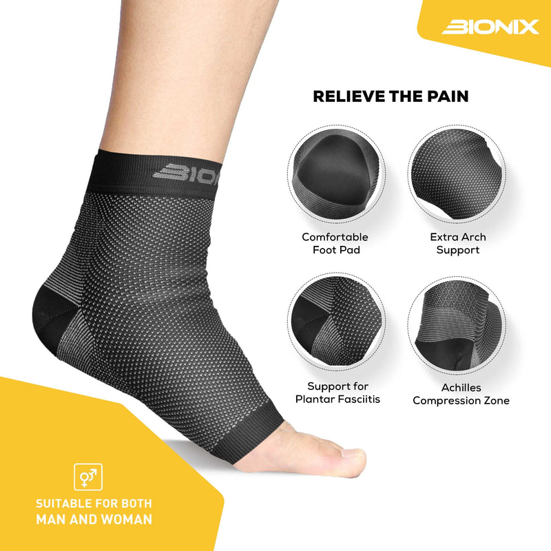 Plantar Fasciitis Foot Socks | Best Compression Sleeve for Ankle Arch & Heel Achilles Tendon Supports Brace | Men and Women Night Splint Pain Relief | Black S/M (Women 2 to 5.5 / Men 5.5 to 8) - NewNest Australia