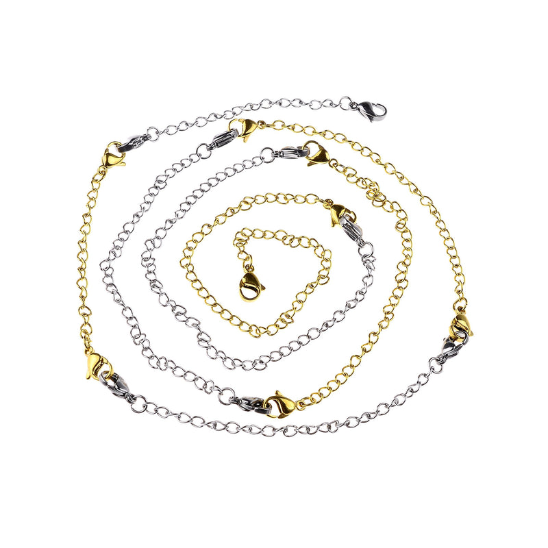 D-buy 8 Pcs Stainless Steel Necklace Extender Bracelet Extender Extender Chain Set 4 Different Length: 6 inch 4 inch 3 inch 2 inch (4 Gold, 4 Silver) Gold & Sliver - NewNest Australia