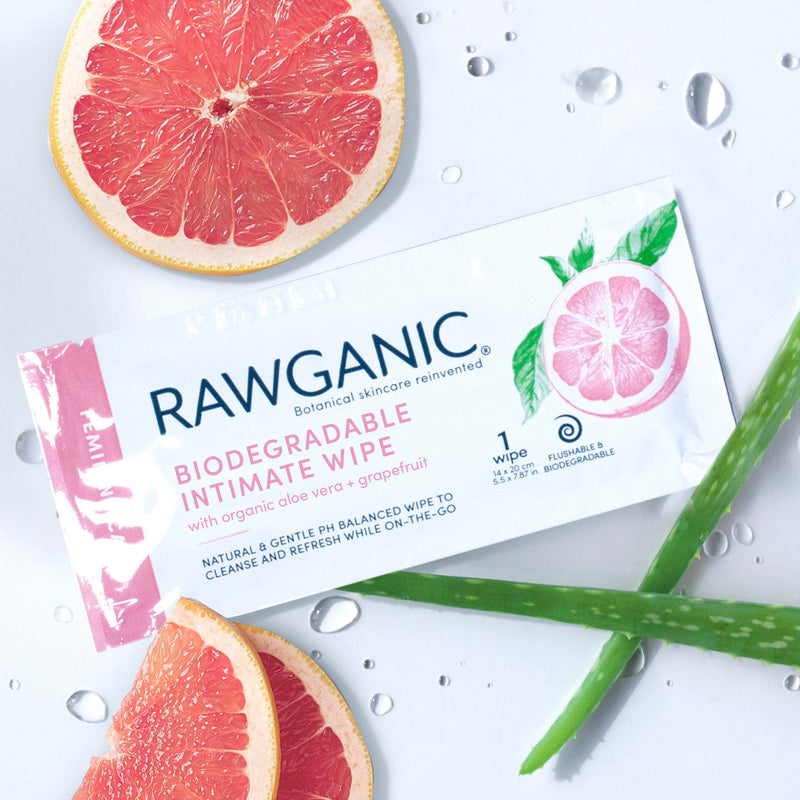 RAWGANIC Organic Intimate Hygiene Wipe Sachets | Gentle Ph Balanced, Fragrance-Free, Alcohol-Free, Flushable & Biodegradable Intimate | Set of 10 Individually Wrapped Sachets 10 Count (Pack of 1) - NewNest Australia