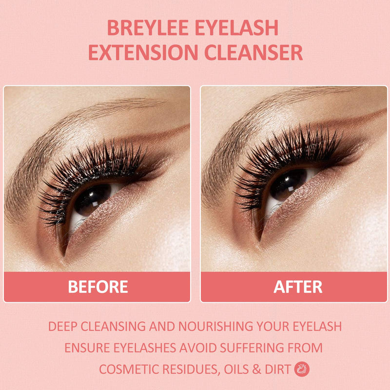 Eyelash Extension Cleanser, BREYLEE Eyelash Extension Shampoo Eyelash Extension Foam & Brushes Eyelid Cleanser for Makeup Remover Paraben & Sulfate & Oil Free for Salon and Home Use 3 Count (Pack of 1) - NewNest Australia